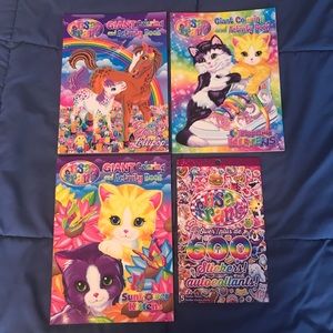 Lisa Frank collection, bundle of 3 coloring/activity books + 1 sticker book